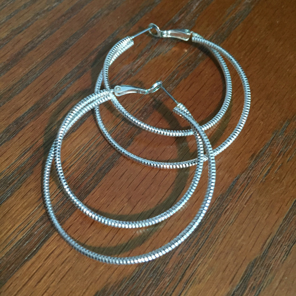 Jewelry - Silver Double Hoop Pierced Earrings